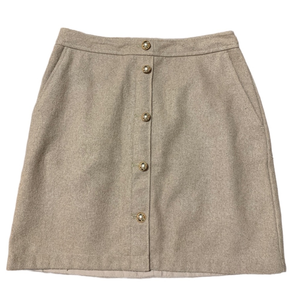LOfT Tan Wool Skirt SZ 2 NWOT - Picture 2 of 7